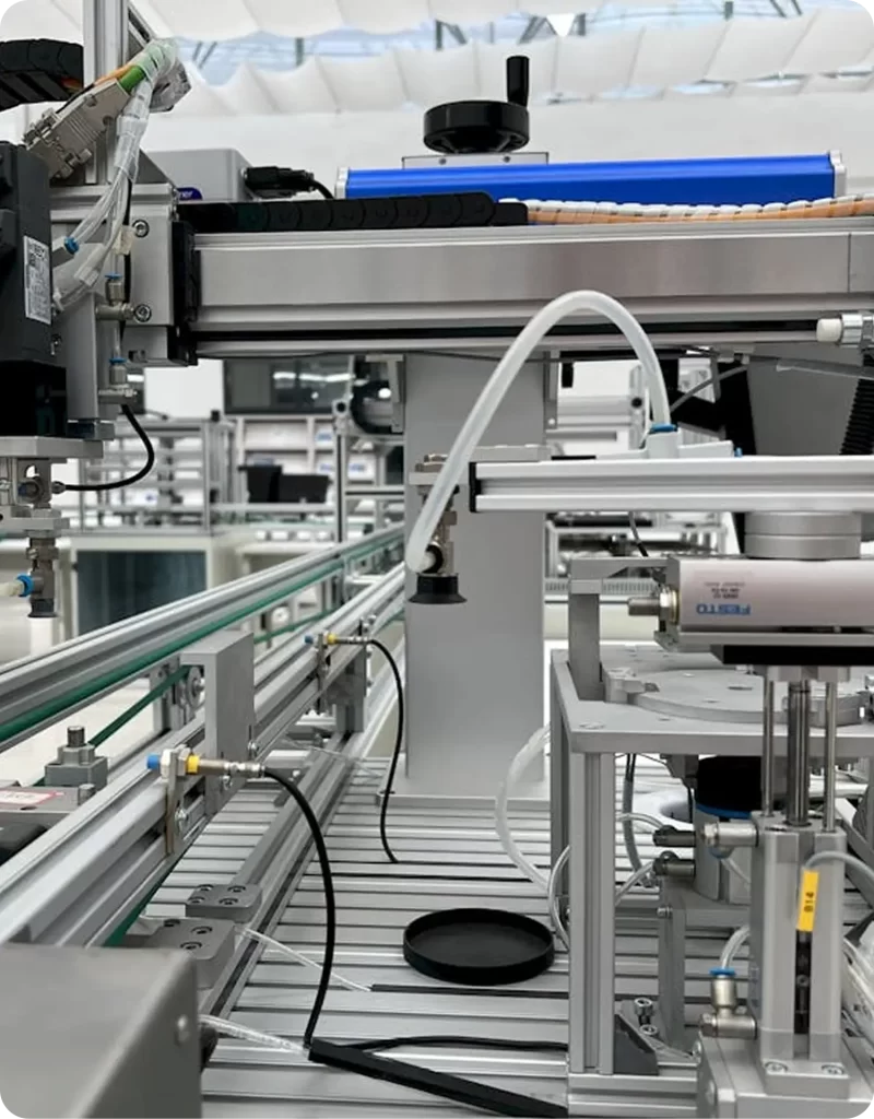 Automated manufacturing system with electronic control equipment