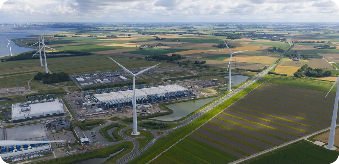 A windfarm with integrated technologies that need ISED CERTIFICATION