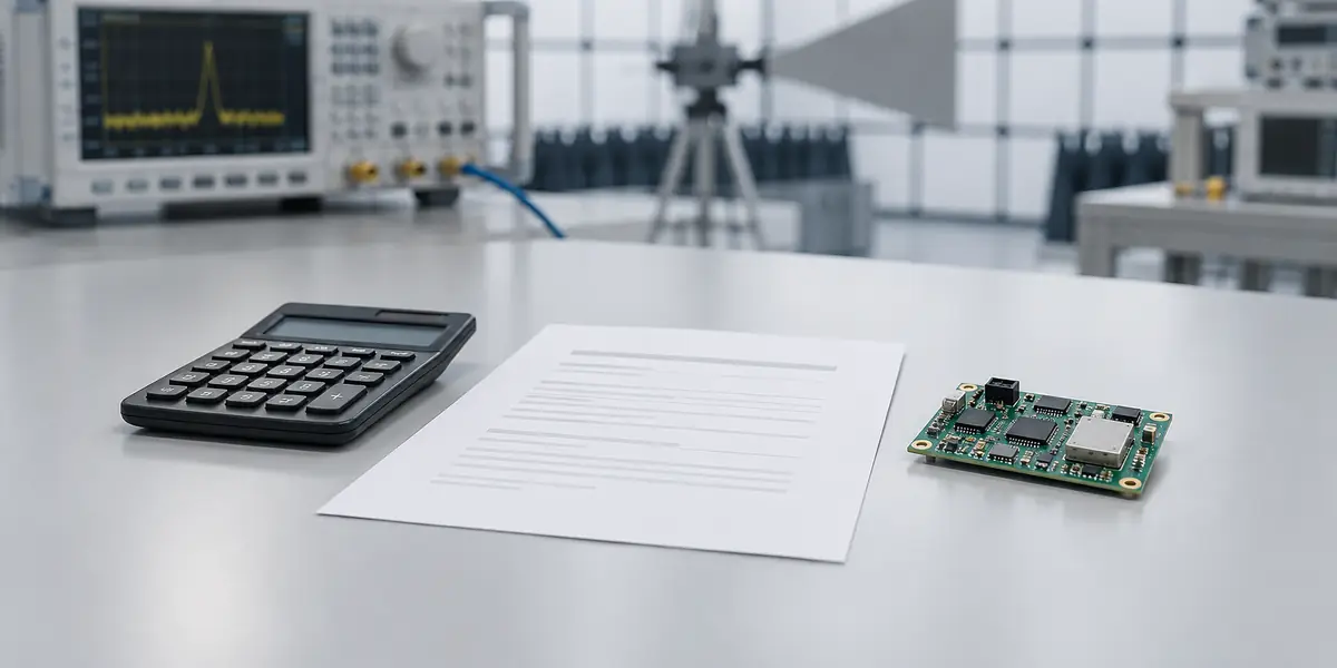 Calculator, quotation sheet and circuit board on a laboratory desk